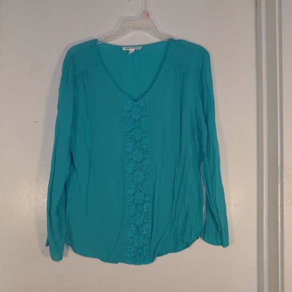 Vintage Georgio Sant' Angelo Lace Detail Blouse Sz L - Picture 1 of 6